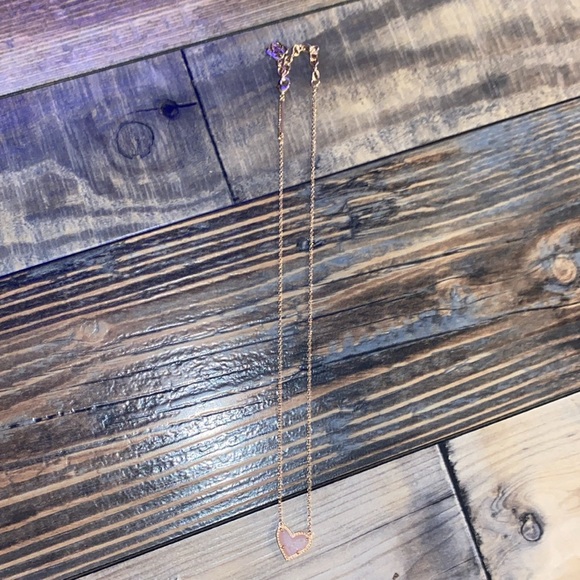 Kendra Scott Pink Glitter heart necklace with gold chain - Picture 3 of 4